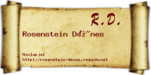 Rosenstein Dénes névjegykártya